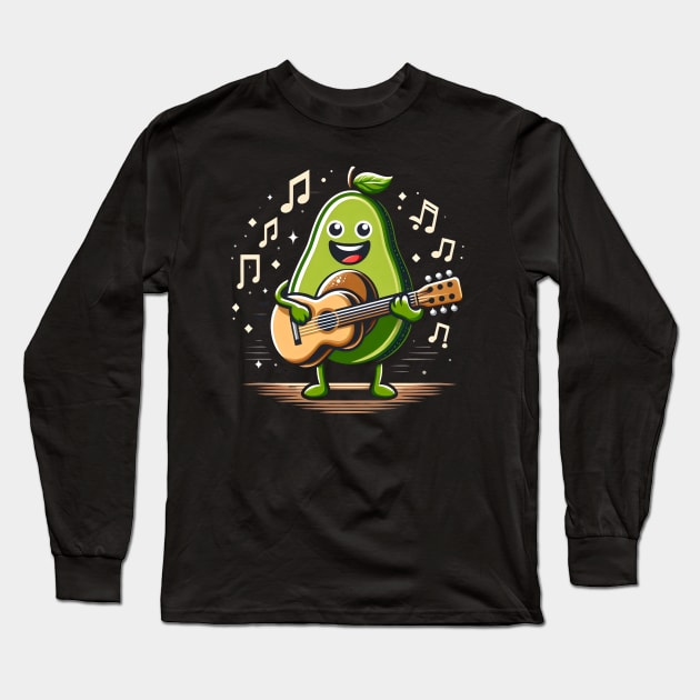 avocado playing guitar - music Long Sleeve T-Shirt by Rizstor